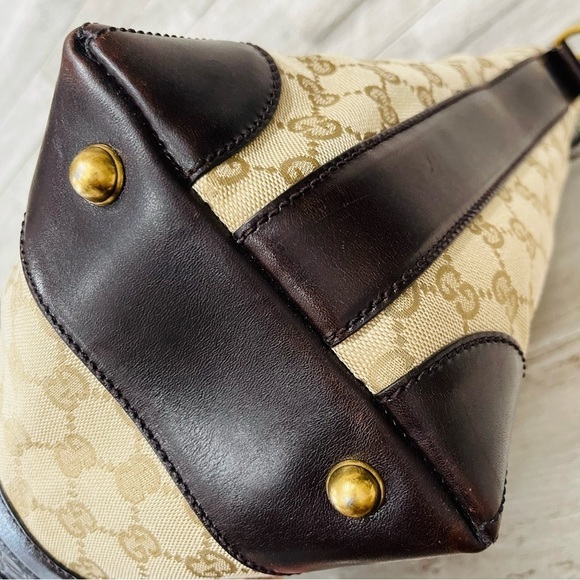 GUCCI Monogram Crocodile Web Medium Secret Hobo Dark Brown Leather Handbag - Picture 7 of 16